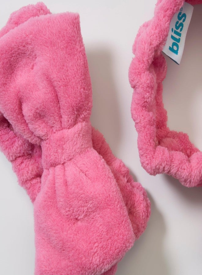 بليس طوق رأس من المايكروفايبر للنساء من بليس - طوق رأس سبا لغسل الوجه والعناية بالبشرة والمكياج ولف الشعر غير المرتب - إكسسوارات شعر أنيقة للاستحمام للنساء (وردي، عبوة واحدة) - Image 5