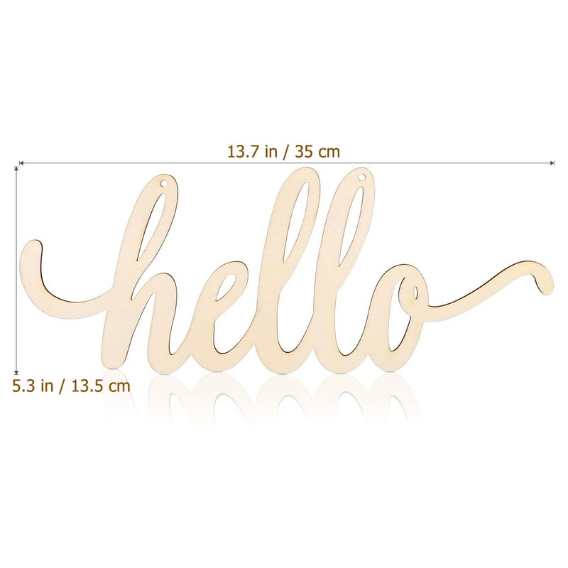 Vosarea Hello Wooden Letter,Hello Wood Hanging Sign,DIY Block Word Sign Wall Christmas Wreath Decor Wooden Door Art (13.7x5.3in) - Image 4