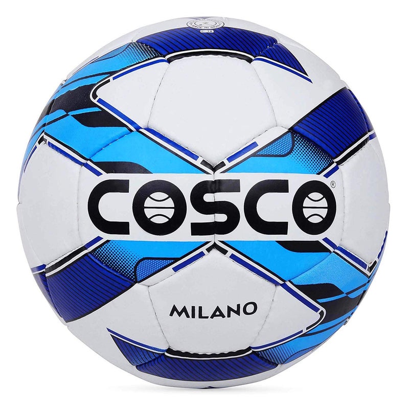 COSCO كرة قدم ميلانو من الألياف الصناعية، مقاس 5 (أبيض/أزرق/أسود) - Image 1