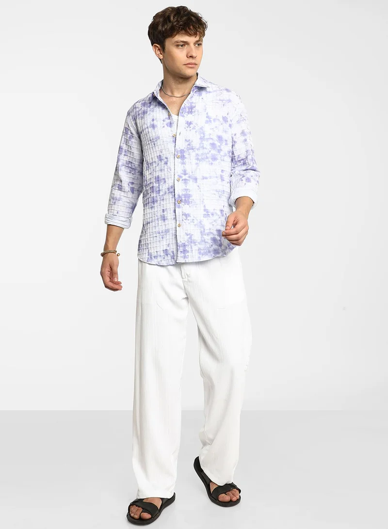 Campus Sutra Men's Lavender Tie-Dye Shirt