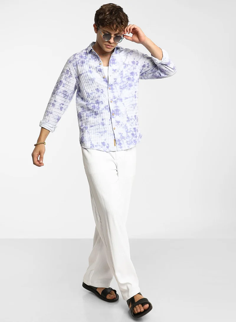 Campus Sutra Men's Lavender Tie-Dye Shirt