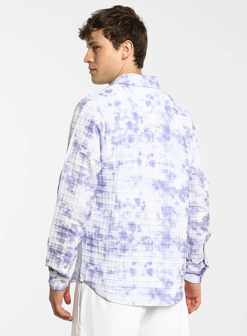 Campus Sutra Men's Lavender Tie-Dye Shirt
