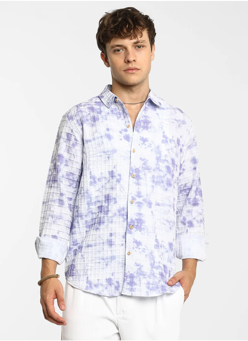 Campus Sutra Men's Lavender Tie-Dye Shirt
