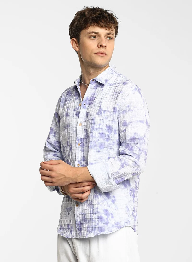 Campus Sutra Men's Lavender Tie-Dye Shirt