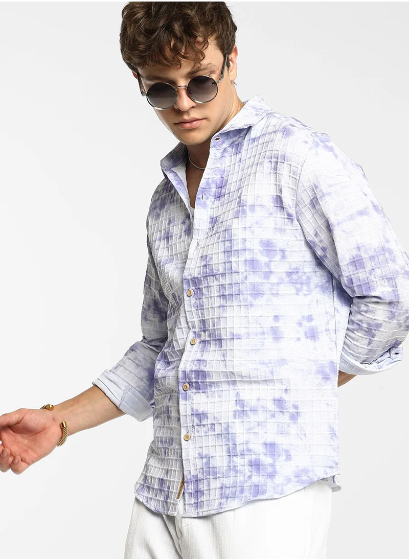 Campus Sutra Men's Lavender Tie-Dye Shirt
