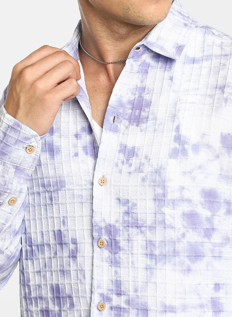 Campus Sutra Men's Lavender Tie-Dye Shirt