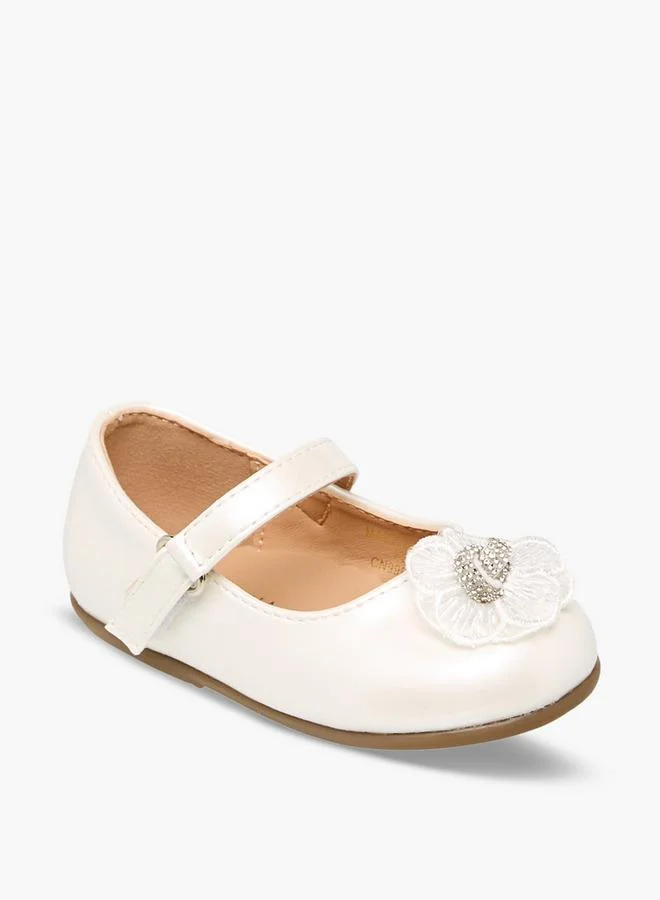Flora Bella By Shoexpress Flora Bella Mary Jane Shoes With Hook & Loop, Floral Accent