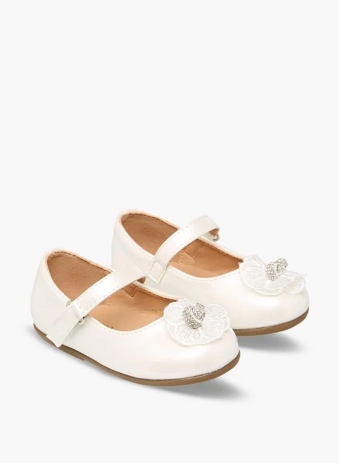 Flora Bella By Shoexpress Flora Bella Mary Jane Shoes With Hook & Loop, Floral Accent