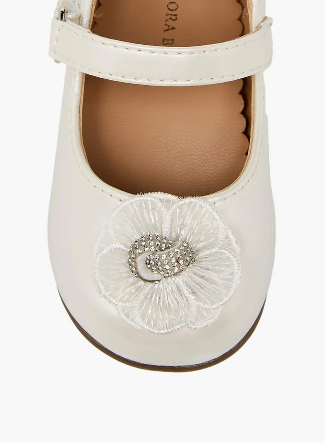 Flora Bella By Shoexpress WHITE Flora Bella Mary Jane Shoes With Hook & Loop, Floral Accent for Women | Best Price UAE