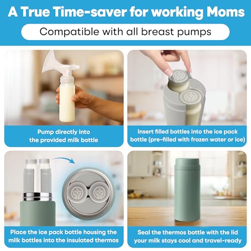 Tilcare Portable Breast Milk Cooler Bottle: 30H Cooling Time, 2 x 150ml/5Oz BPA-Free, Durable Breastmilk Storage Bottles, Breastmilk Cooler, Travel Breastfeeding Milk Chiller for Baby - Image 3