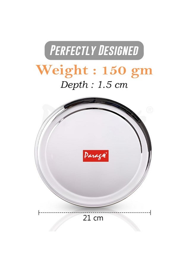 Parage 6 Pieces Stainless Steel 9 inch Heavy Gauge Raj Bhog Plate Set/Dinner Set/Thali Set/Kitchenware for Home & Restaurants/Family Use, Silver - Image 3