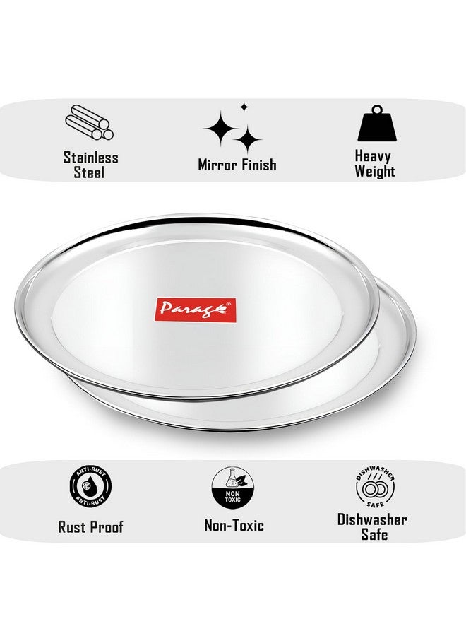 Parage 6 Pieces Stainless Steel 9 inch Heavy Gauge Raj Bhog Plate Set/Dinner Set/Thali Set/Kitchenware for Home & Restaurants/Family Use, Silver - Image 4