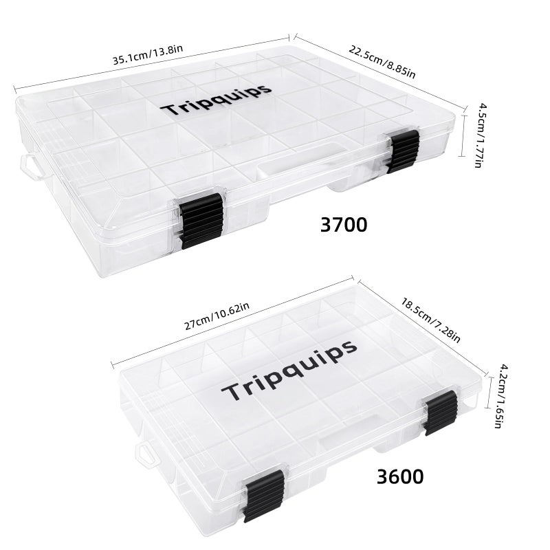 Tripquips 3600 Tackle Trays, Plastic Storage Organizer Box with Removable Dividers - Tackle Boxes - Fishing Tackle Storage - 3700 Tackle Trays - 2 Packs/4 Packs Box Organizer-3600 4 Packs - Image 3