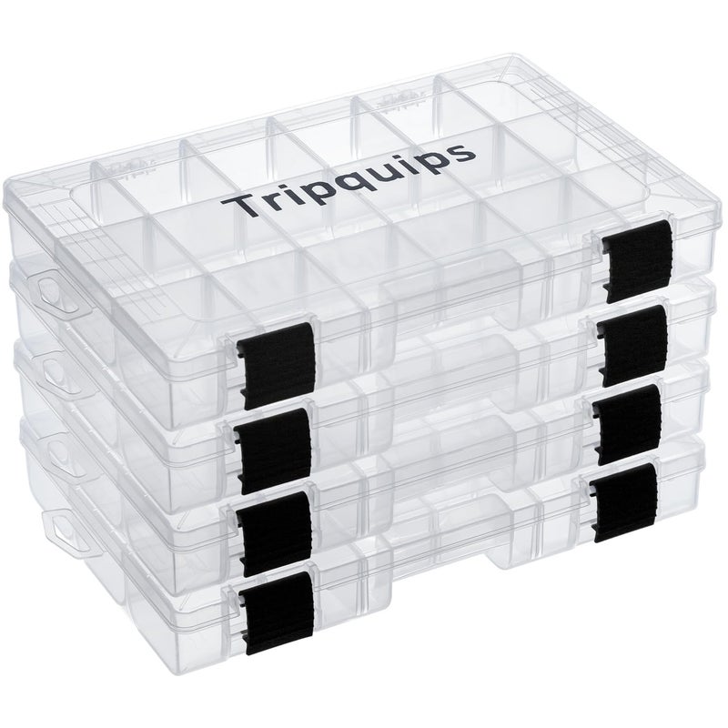 Tripquips 3600 Tackle Trays, Plastic Storage Organizer Box with Removable Dividers - Tackle Boxes - Fishing Tackle Storage - 3700 Tackle Trays - 2 Packs/4 Packs Box Organizer-3600 4 Packs - Image 1