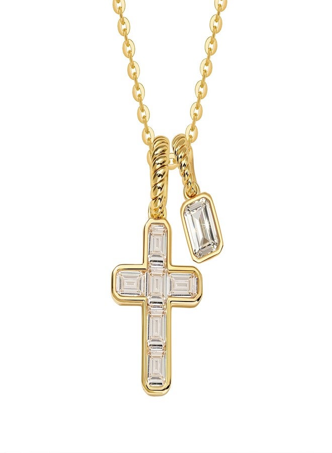 Fettero Cross Necklace for Women, Double Pendant Necklace - 14K Gold Plated Simple Cross Pendant Non-Tarnish Gold Faith Necklaces Jewelry for Women Trendy Christian Religious Gift - Image 1