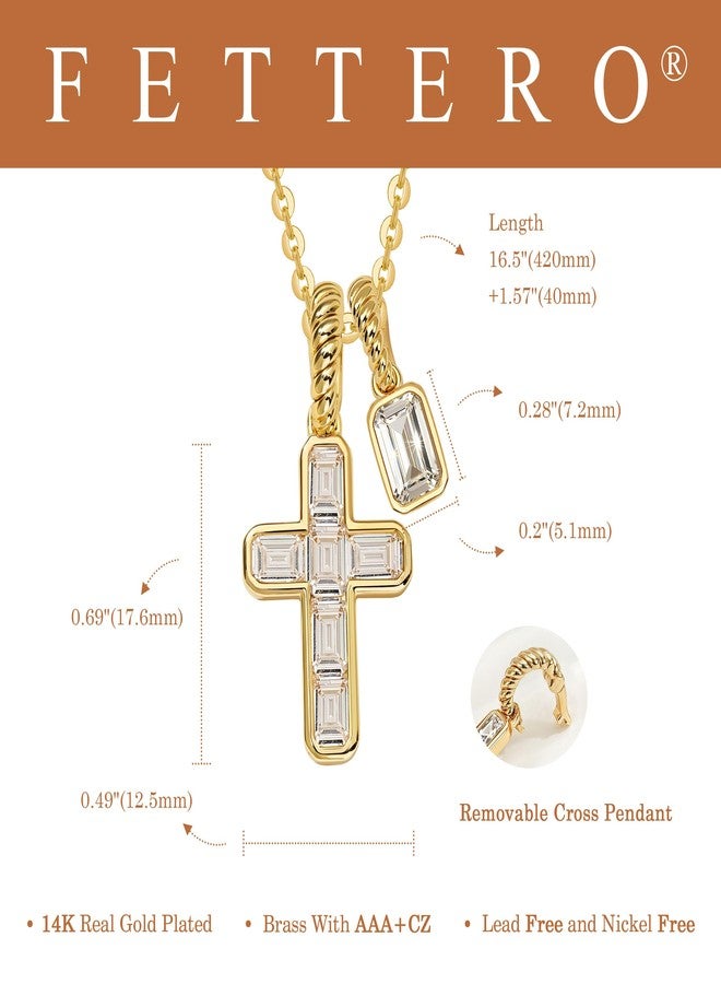 Fettero Cross Necklace for Women, Double Pendant Necklace - 14K Gold Plated Simple Cross Pendant Non-Tarnish Gold Faith Necklaces Jewelry for Women Trendy Christian Religious Gift - Image 5