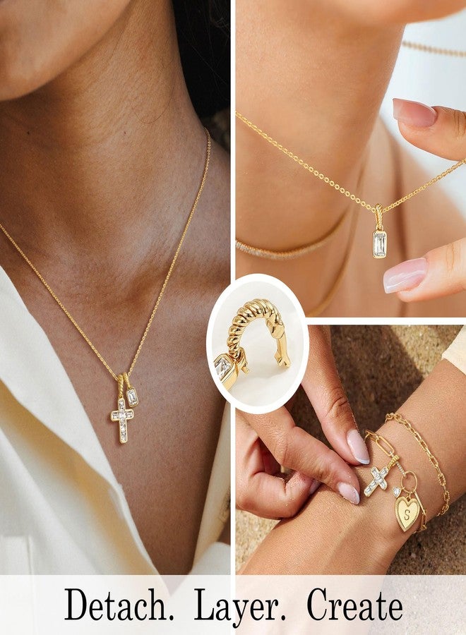 Fettero Cross Necklace for Women, Double Pendant Necklace - 14K Gold Plated Simple Cross Pendant Non-Tarnish Gold Faith Necklaces Jewelry for Women Trendy Christian Religious Gift - Image 4