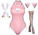 Yuriko Womens Bunny Costume Girl Suit Button Crotch Romper Onesie Bodysuit Cosplay Costume Furry Cat Ear Gloves Socks setPink XL - Image 2