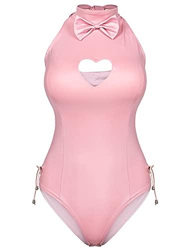Yuriko Womens Bunny Costume Girl Suit Button Crotch Romper Onesie Bodysuit Cosplay Costume Furry Cat Ear Gloves Socks setPink XL - Image 5