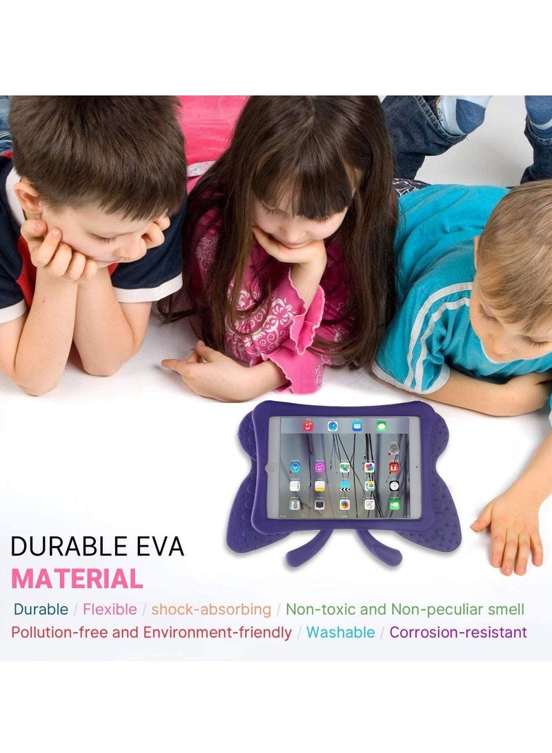 ELTRAZONE iPad 10.2 Case for Kids, iPad 8th 2020 Case, 3D Cute Cartoon Butterfly Cover Non-Toxic EVA Foam Wings Kickstand Kid-Proof Shockproof Bumper Girl Boy Gift for Apple iPad 7 8 Gen 10.2'' - Purple - Image 3