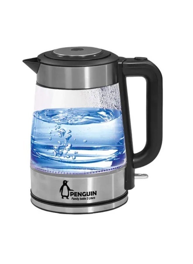 بنجوين Family Glass Kettle 2L PK-1000 2200W Italian Components Black 2 L 2200 W PK-1000 Multicolour - Image 1