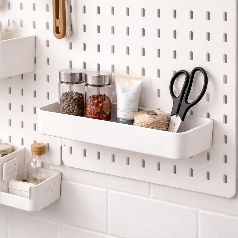 Chris.W 2Pack Pegboard Trays Shelf White Pegboards Bins Pegboards Spice Holder - Compatible with Ikea Skadis Pegboard(11"x 3.5"x 1.2") - Image 4