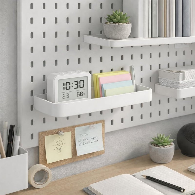 Chris.W 2Pack Pegboard Trays Shelf White Pegboards Bins Pegboards Spice Holder - Compatible with Ikea Skadis Pegboard(11"x 3.5"x 1.2") - Image 5