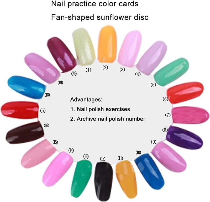 RUBY FACE 10 Palettes 20 Nail Tips Display Board, for Nail Art Design Pattern Practice and Swatch Nail Polish Colors Display Wheel for Manicure,Nails Art Tools - Image 3