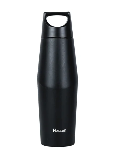 Nessan Nessan Double Wall Stainless Steel Vacuum Insulated Travel Flask Bottle for Water, Iced Tea or Hot Coffee, Smoothie and More (Black, 540ml)