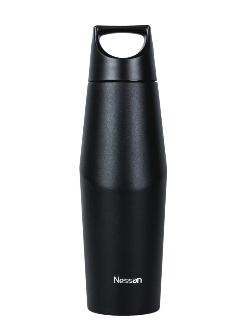 Nessan Nessan Double Wall Stainless Steel Vacuum Insulated Travel Flask Bottle for Water, Iced Tea or Hot Coffee, Smoothie and More (Black, 540ml) - Image 1