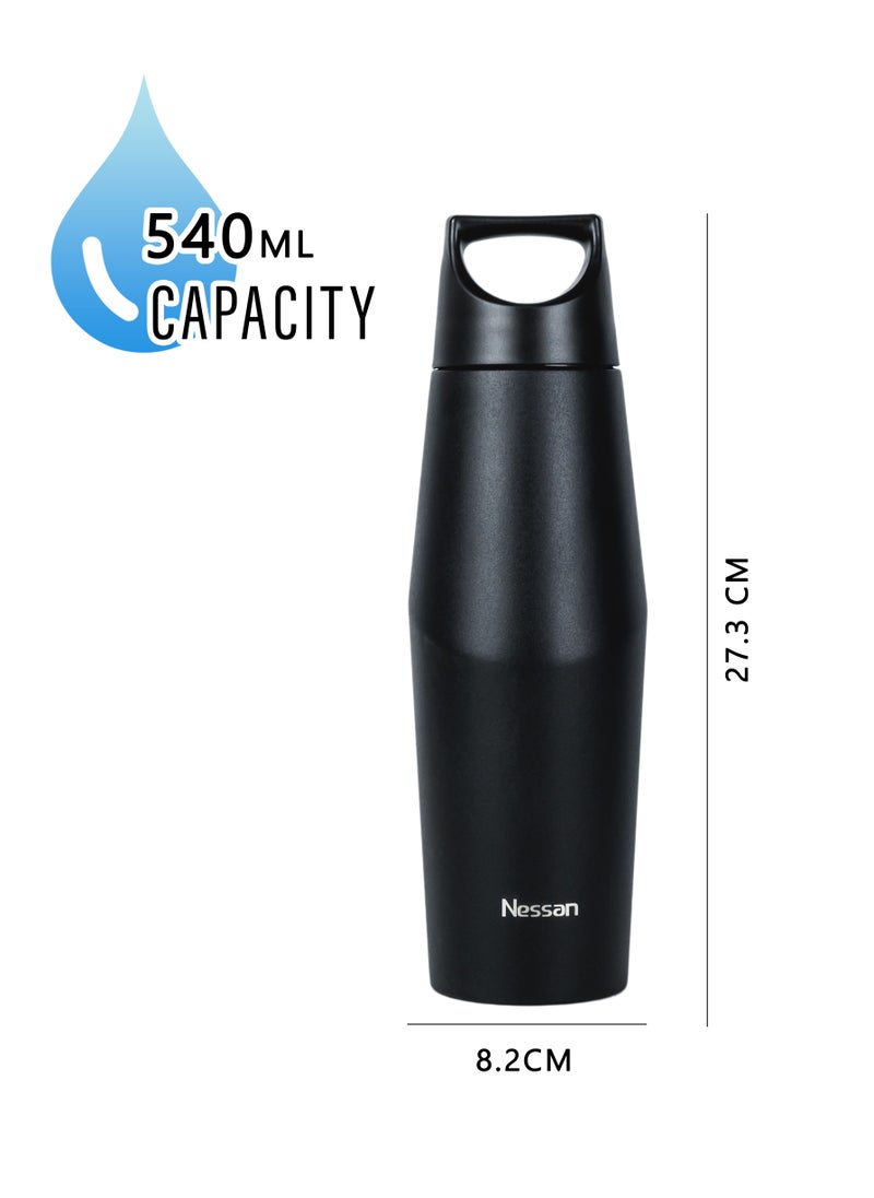 Nessan Double Wall Stainless Steel Vacuum Insulated Travel Flask Bottle for Water, Iced Tea or Hot Coffee, Smoothie and More (Black, 540ml) - pzsku/Z25356FD9AA82DA6727D2Z/45/_/1730374665/ff9ec994-cb55-4b86-b5eb-93355812f867