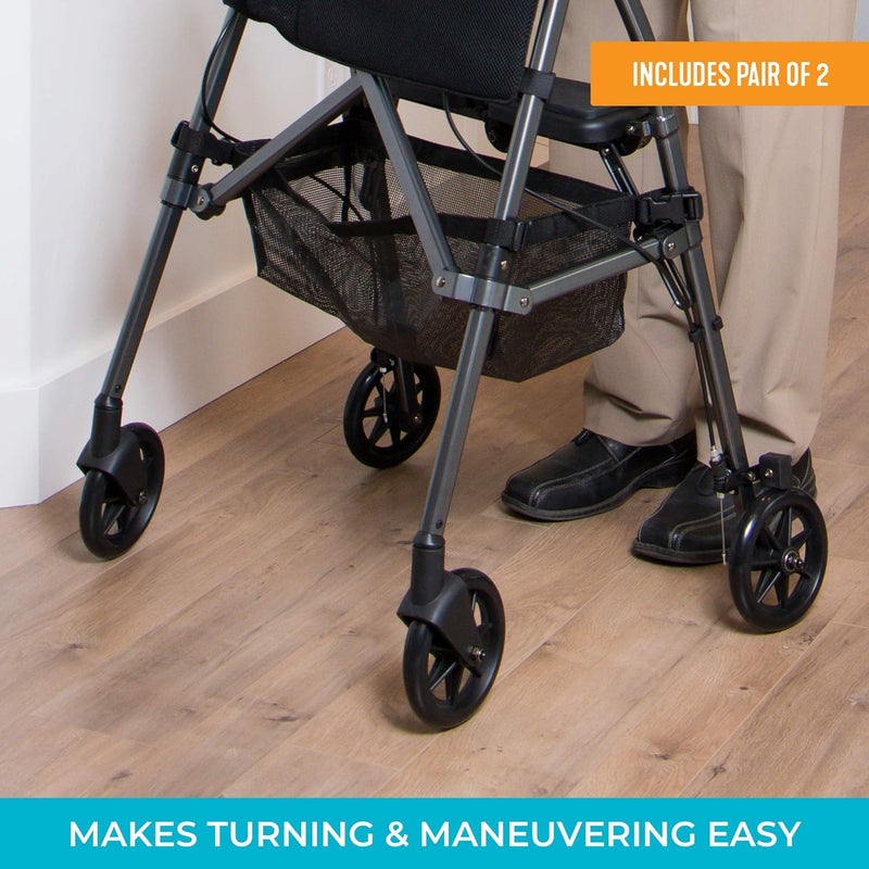 Stander Swivel Front Wheel Kit, 6-Inch Replacement Rolling Walker Wheels for Adults, Seniors, and Elderly, Compatible 's Wonder-Rollator and Wonder-Rollator-Plus, Set of 2 - Image 2