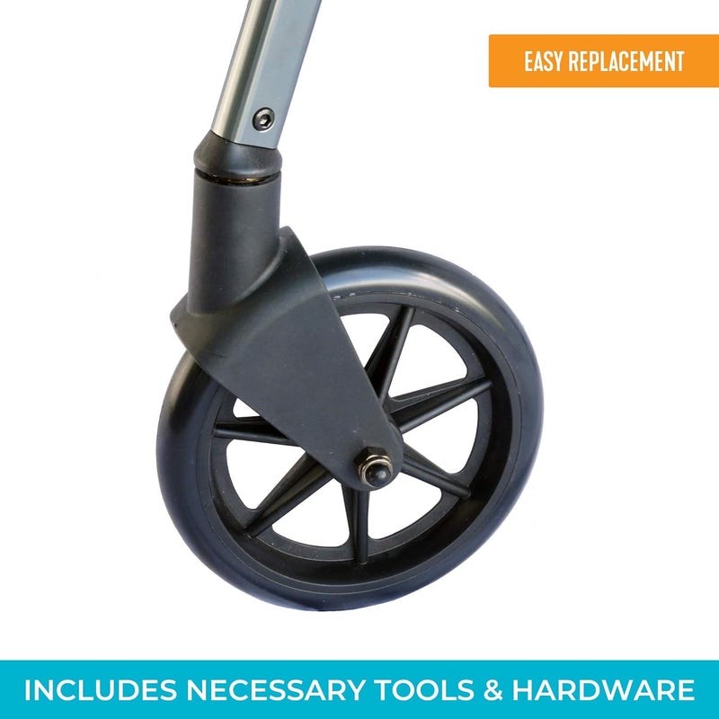 Stander Swivel Front Wheel Kit, 6-Inch Replacement Rolling Walker Wheels for Adults, Seniors, and Elderly, Compatible 's Wonder-Rollator and Wonder-Rollator-Plus, Set of 2 - Image 3