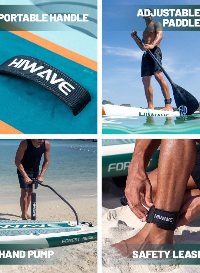 Hiwave لوح التجديف القابل للنفخ 11'*34”*6” لوح SUP، سعة 350 رطل، لوح Paddle صديق للحيوانات الأليفة للمحيط والبحيرة، مع 3 قطع مجداف قابل للتعديل - Image 5