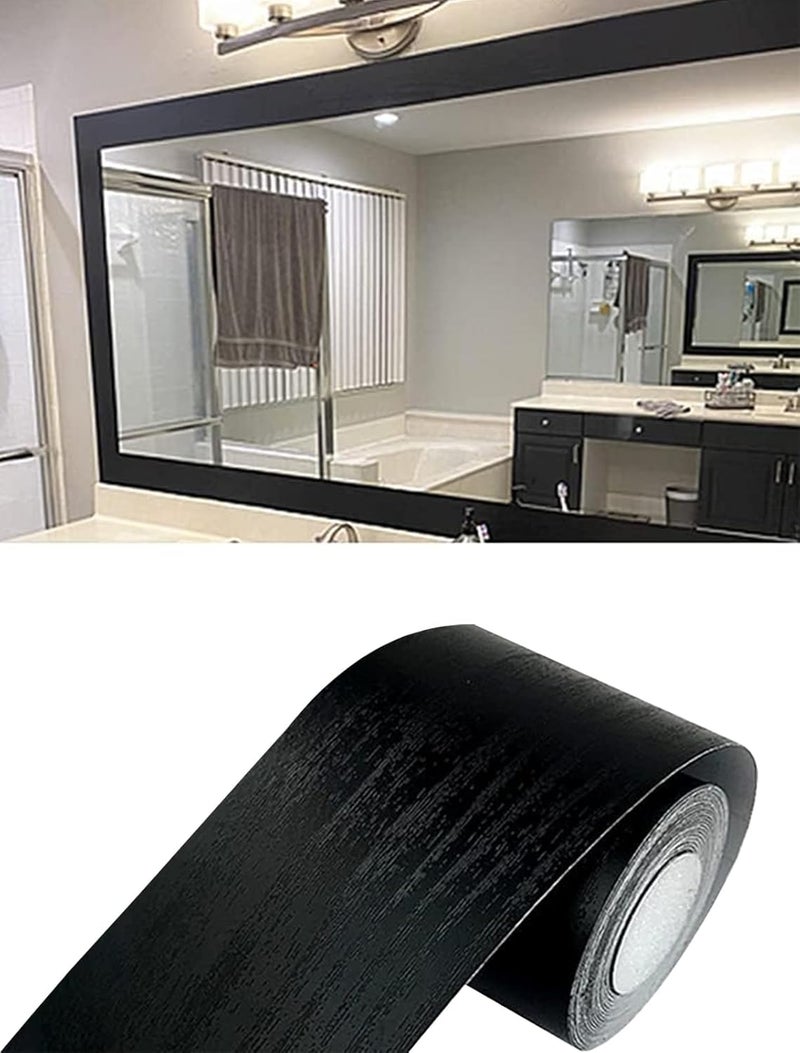 Teemall 10M Black Wood Grain Removable PVC Waterproof Border Wall Decor Removable Self Adhesive Kitchen Bathroom Tiles Sticker Wallpaper 2"x390" - Image 1