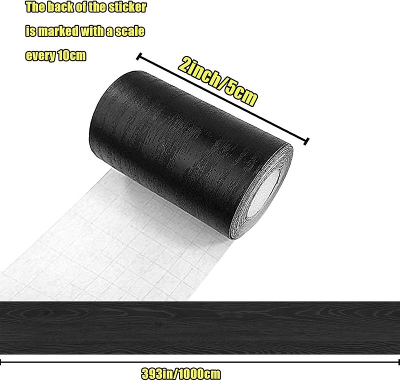 Teemall 10M Black Wood Grain Removable PVC Waterproof Border Wall Decor Removable Self Adhesive Kitchen Bathroom Tiles Sticker Wallpaper 2"x390" - Image 5