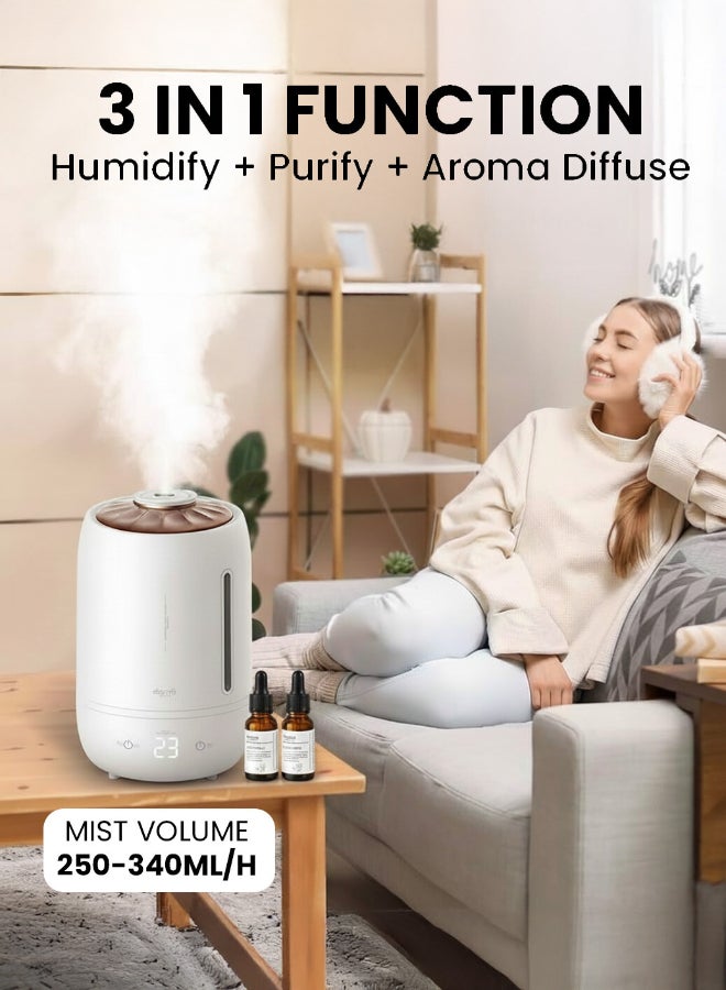 Deerma Ultrasonic Digital Humidifier 360° Rotatable Mist Nozzle, Advanced 3-Gear Touch Temperature Control, Ultra-Quiet Operation with Energy-Saving Technology, Perfect for Enhancing Comfort in Your Home or Office F600 White - Image 2