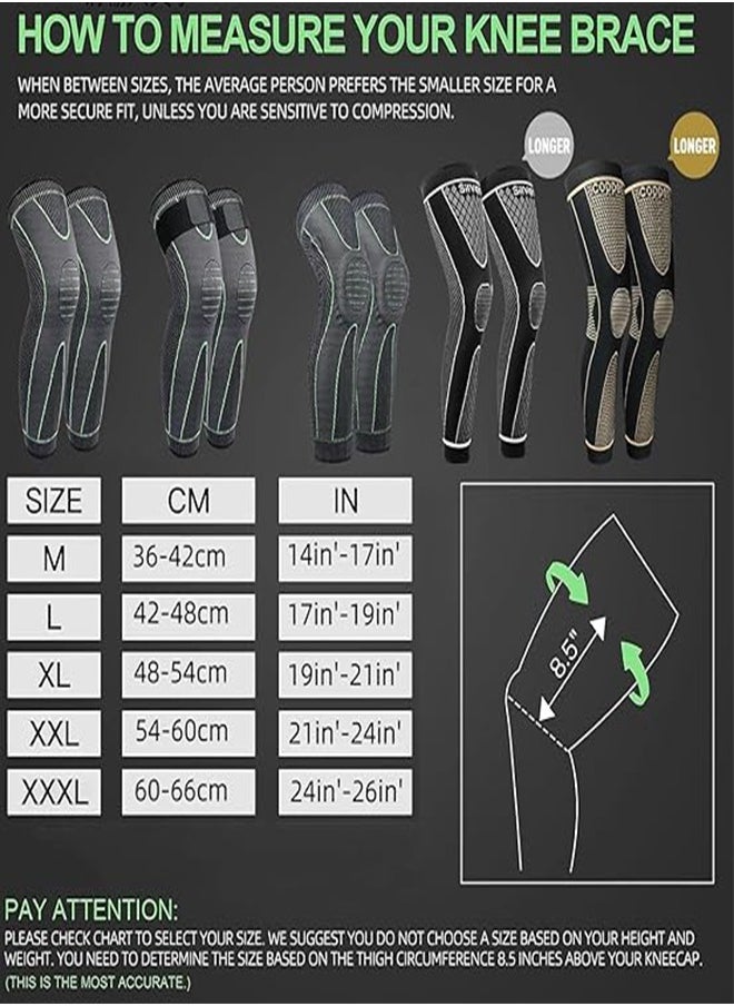 Generic - Full Leg Sleeves Long Compression Leg Sleeves Knee Sleeves Protect Legs, Suitable for Men Women Basketball, Support Protector for Running, Exercise, Relieve Joint Pain, Meniscal Tears, Arthritis, Tend - Image 1