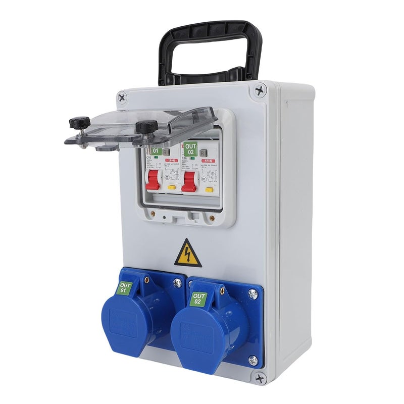 Portable Industrial Socket Box, ABS PC Engineering Plastic Impact Resisting Retardant Rustproof IP44 67, with Buckle Hinge Design, Ideal for Warehouse, Factory & Construction Site - Image 5