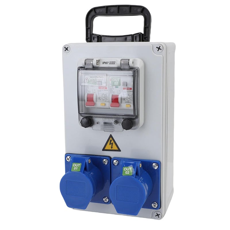 Portable Industrial Socket Box, ABS PC Engineering Plastic Impact Resisting Retardant Rustproof IP44 67, with Buckle Hinge Design, Ideal for Warehouse, Factory & Construction Site - Image 1