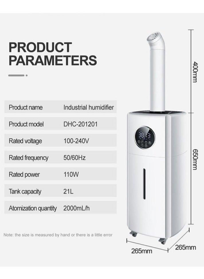 والالا مرطب هواء سعة 21 لترًا، 3 سرعات، مناسب للغرف الكبيرة، مع خاصية الإغلاق التلقائي، ورذاذ بارد، وملء علوي، وفوهة مزدوجة 360 درجة، وقوة 110 وات، باللون الأبيض - Image 4