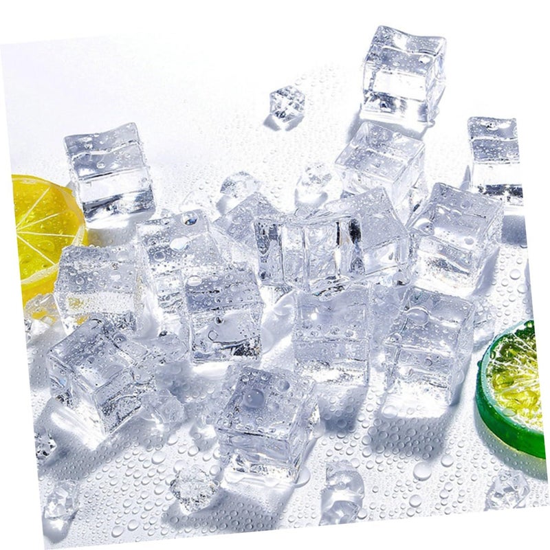 Luxshiny 100pcs Reusable Artificial Ice Cubes Acrylic Faux Ice Photography Prop - Image 3