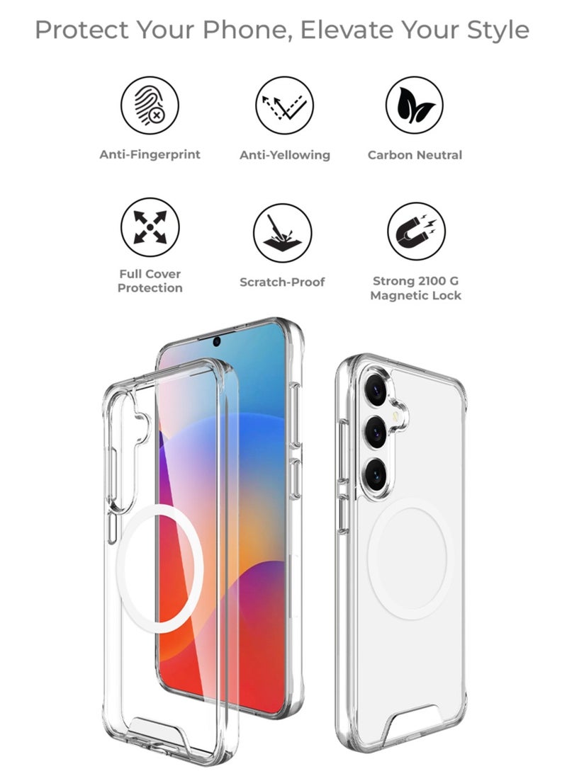 glassology - Magnetic Clear Case + Screen Protector Bundle for Samsung Galaxy S25 360° Protection, Shatterproof, Anti-Yellowing, Premium Tempered Glass, High Clarity - Image 1
