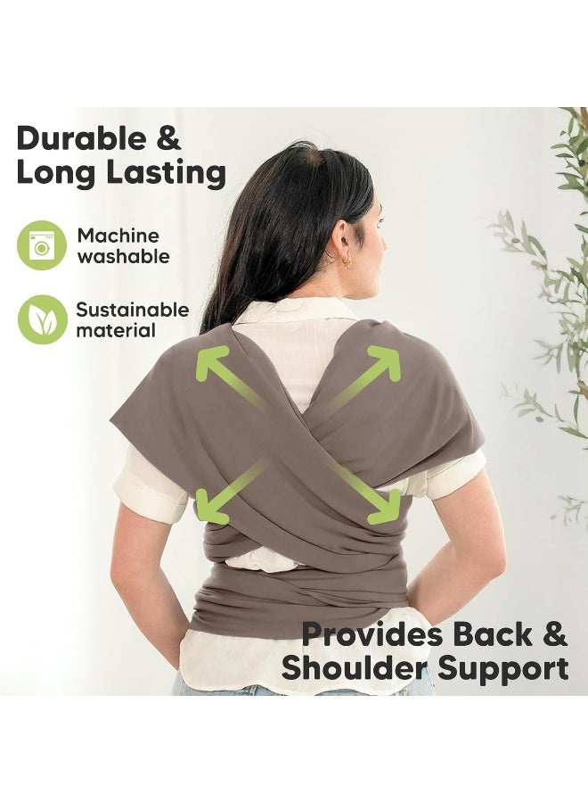 KeaBabies Baby Wrap Carrier - All-in-1 Stretchy Baby Wraps - Copper Grey - Image 5