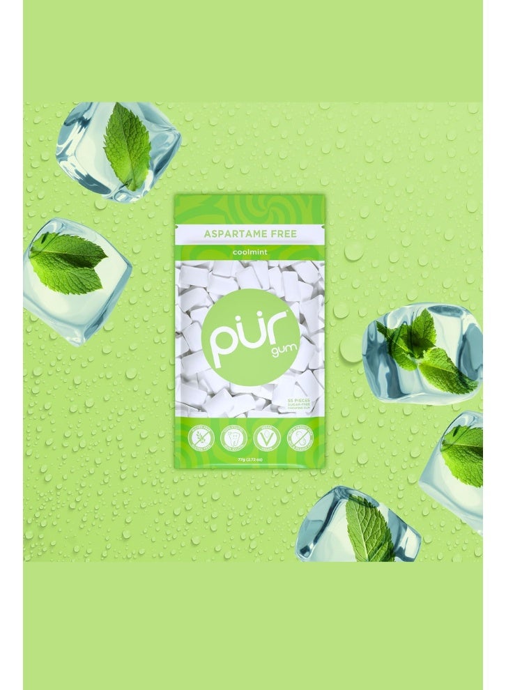 PUR Gum 100% Xylitol Chewing Coolmint, Sugar-Free + Aspartame Free, Vegan + non GMO, 55 Count (Pack of 2) - Image 5