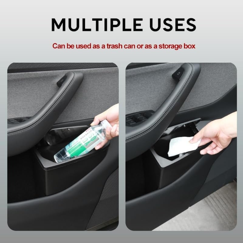 Car Door Trash Can for Model Y 2026 Front Door Garbage Bin with Push Lid, Hidden Storage Organizer ABS Car Accessories, 2 Pack, Black - Image 3