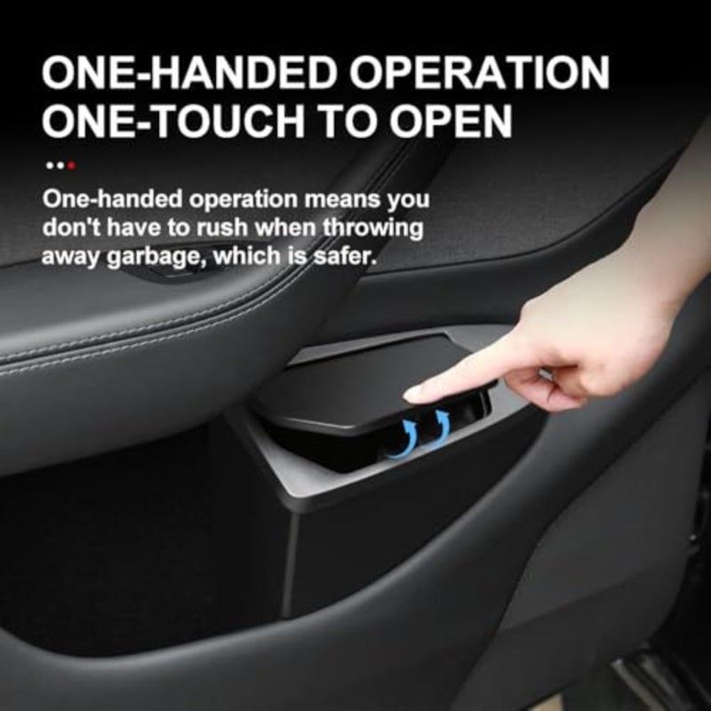 Car Door Trash Can for Model Y 2026 Front Door Garbage Bin with Push Lid, Hidden Storage Organizer ABS Car Accessories, 2 Pack, Black - Image 2