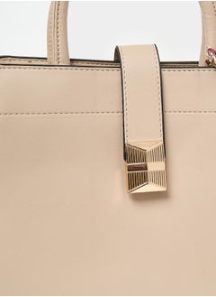 Styli Solid Handbag with Printed Scarf Detail  - Image 5