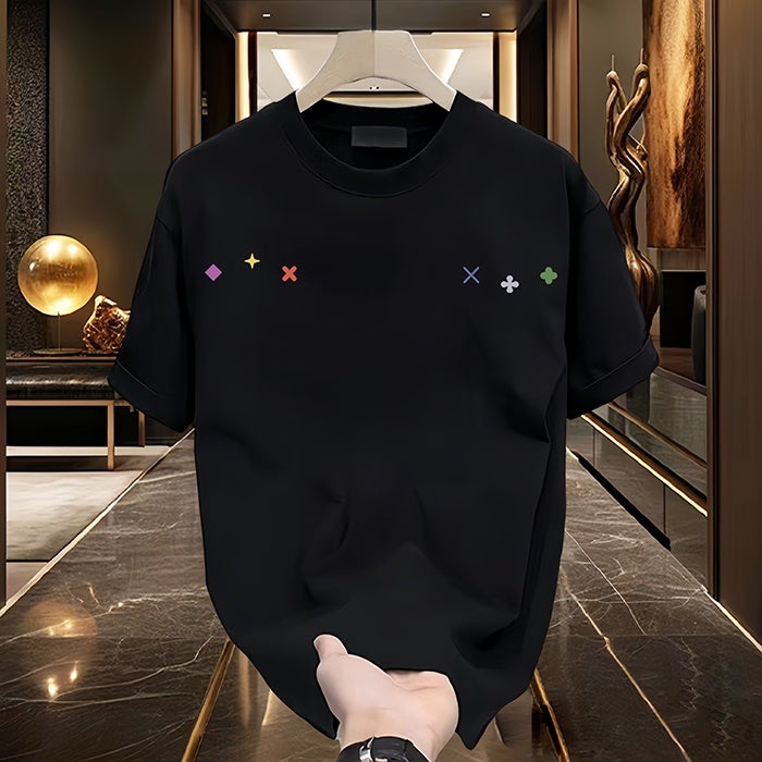 2026 summer new American style ruffian short-sleeved t-shirt men's versatile loose design sense printed plus size round neck top - Image 2