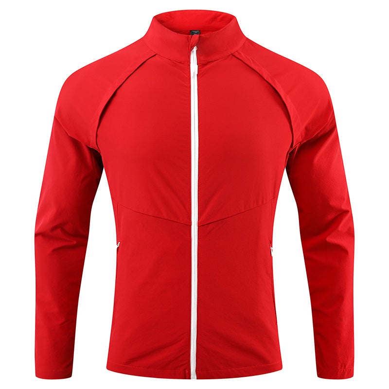 Jacket With Stand Collar, Zipper, Slim Fit, Quick-Drying, Fitness Wear, Long-Sleeved Clothing, Team Sports, Printed Embroidery - Image 1